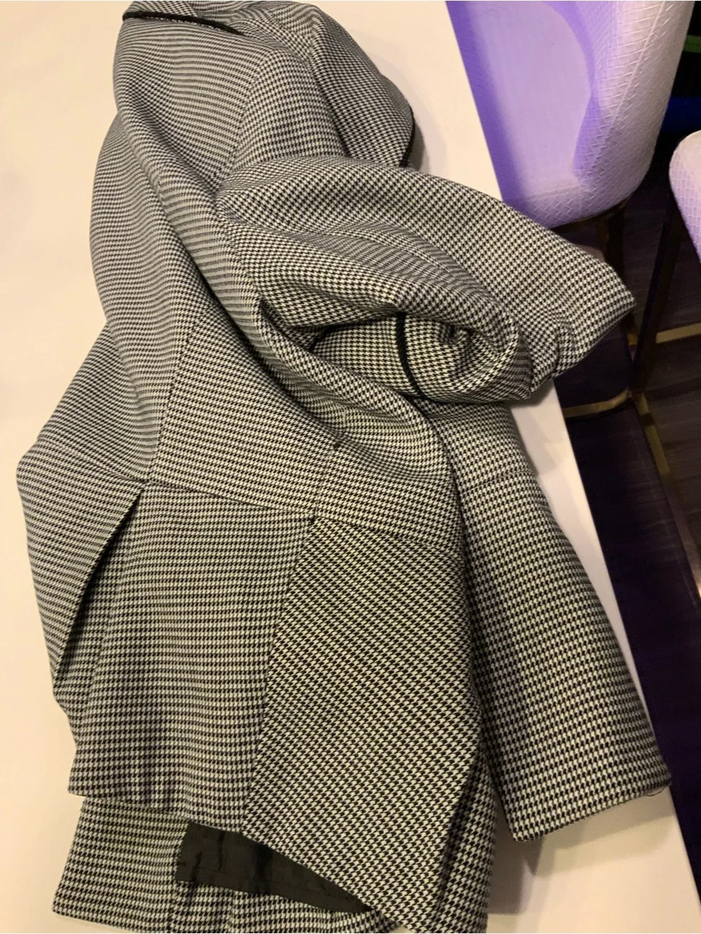Jones New York Black and White Checked Peplum Blazer